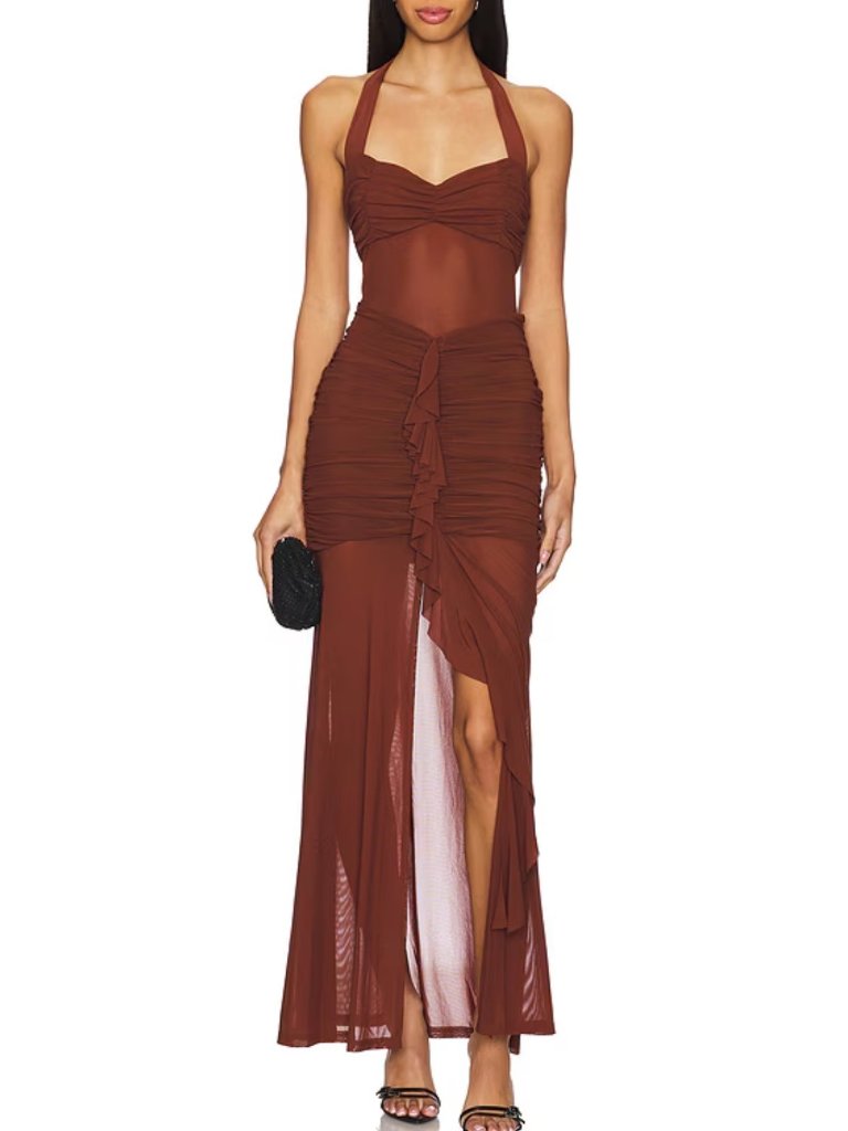 Revolve Runaway The Label Dress New Size Small Tallula Maxi Dress Espresso